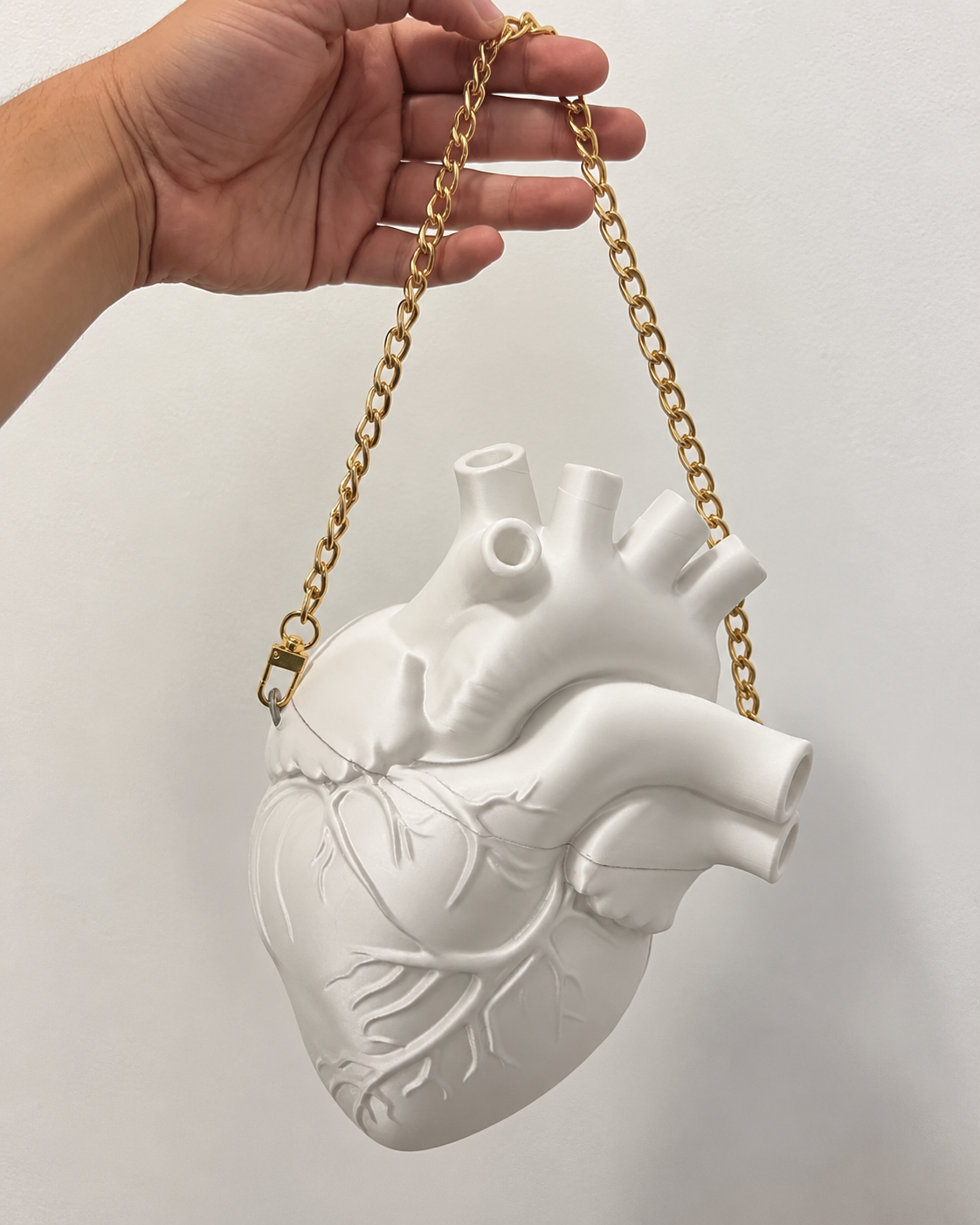Geantă de umăr inimă anatomică 3D albă